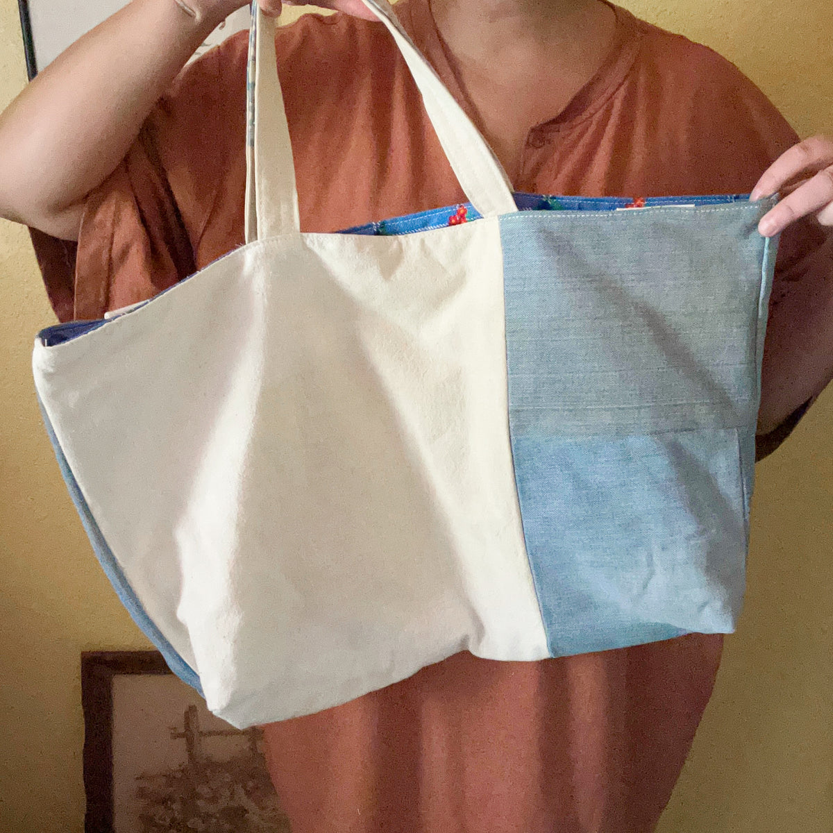 Vintage Denim and Sugar Sack Tote Bag