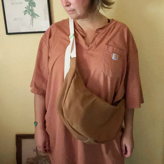 Brown Canvas Moon Bag