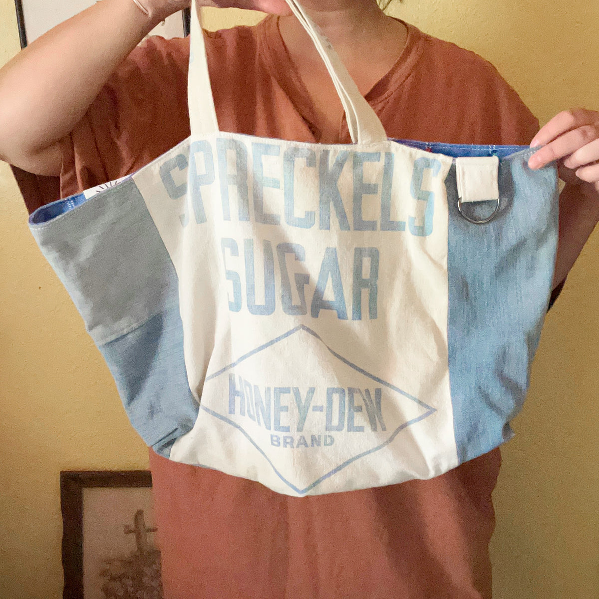 Vintage Denim and Sugar Sack Tote Bag