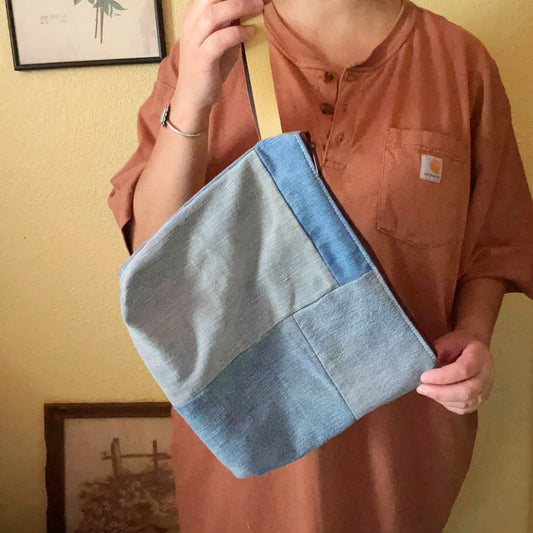 Vintage Denim Patchwork Pocket Bag